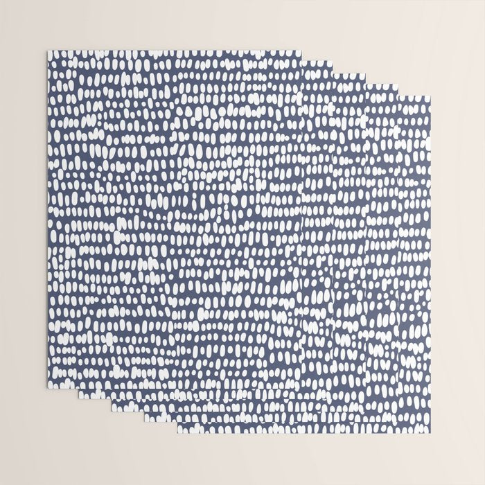 Spotted Preppy Dots Abstract in Navy Blue Wrapping Paper Gallery Image 3