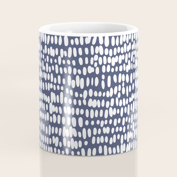 Spotted Preppy Dots Abstract in Navy Blue Coffee Mug Gallery Image 4