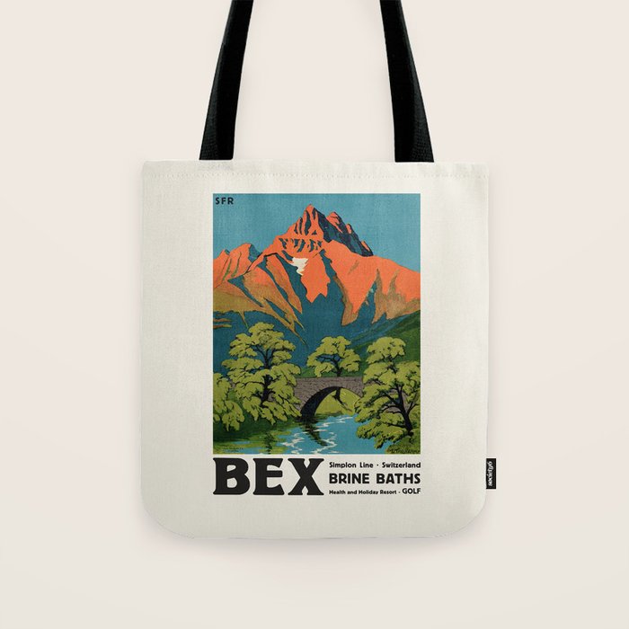 Bex Vintage Swiss Travel Poster, 1930s Tote Bag Gallery Image 1