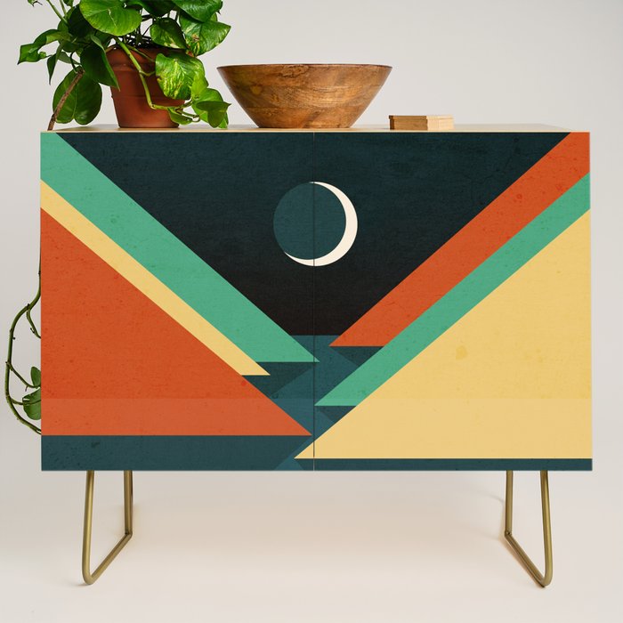 Quiet stream under crescent moon Credenza Gallery Image 1