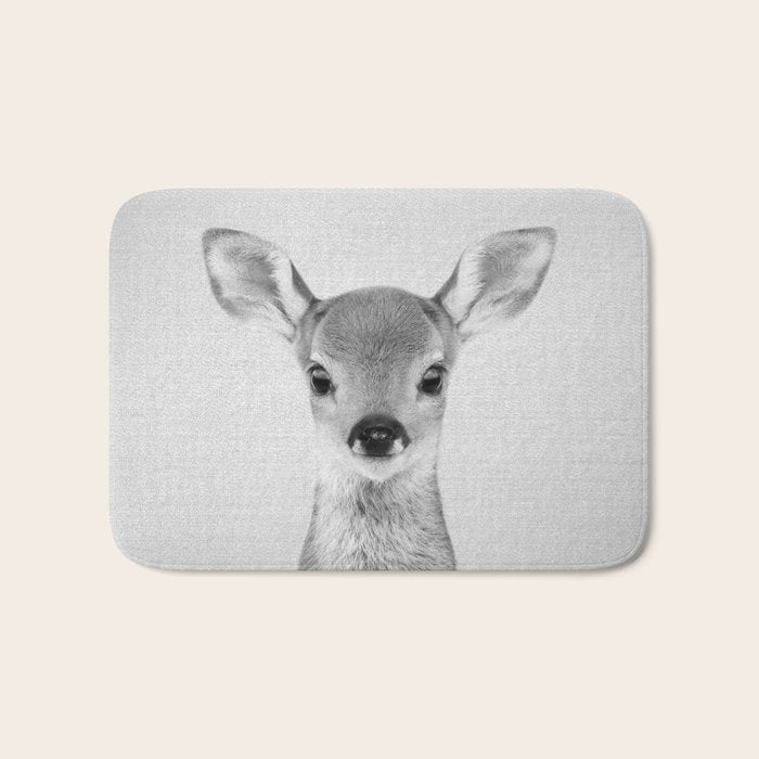 Baby Deer - Black & White Bath Mat Gallery Image 1