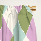 Retro Harlequin Plaid - Lavender, Green, Blue Window Curtain Gallery Image 2