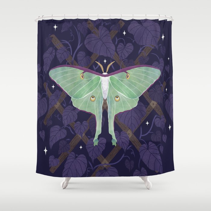 Night Trellis (Luna Moth) Shower Curtain Gallery Image 1