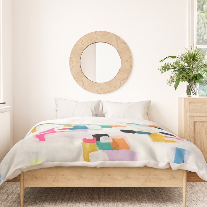 A Thousand Springs Blooming #3 Fun Colorful Abstract Painting by Ejaaz Haniff Duvet Cover Gallery Image 3