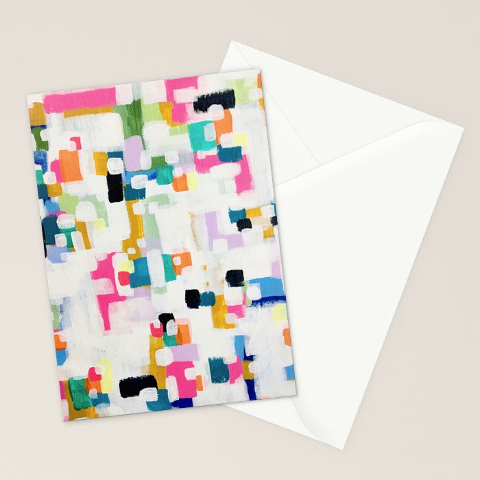 A Thousand Springs Blooming #3 Fun Colorful Abstract Painting by Ejaaz Haniff Stationery Card Gallery Image 2