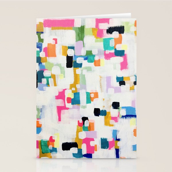 A Thousand Springs Blooming #3 Fun Colorful Abstract Painting by Ejaaz Haniff Stationery Card Gallery Image 1