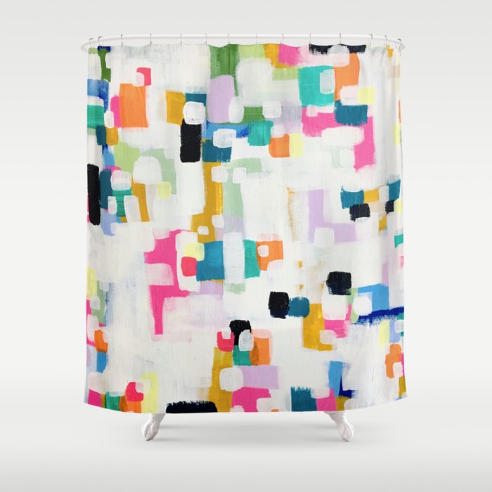 A Thousand Springs Blooming #3 Fun Colorful Abstract Painting by Ejaaz Haniff Shower Curtain Gallery Image 1