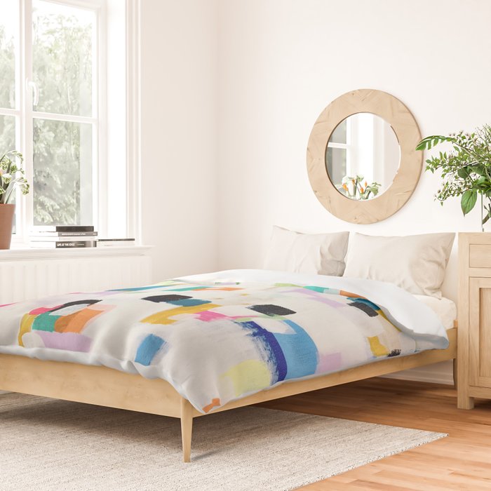 A Thousand Springs Blooming #3 Fun Colorful Abstract Painting by Ejaaz Haniff Duvet Cover Gallery Image 2