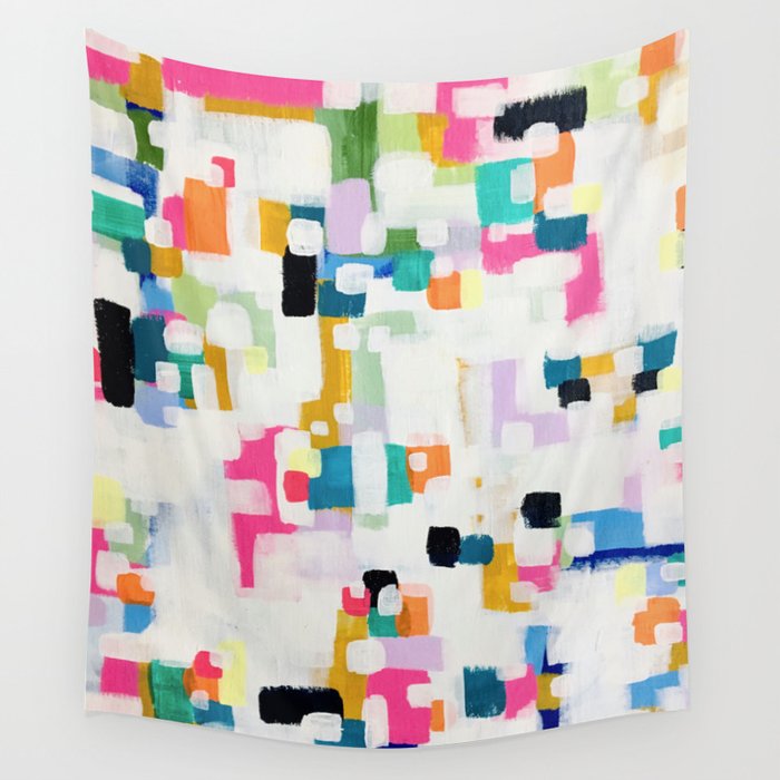 A Thousand Springs Blooming #3 Fun Colorful Abstract Painting by Ejaaz Haniff Wall Tapestry Gallery Image 4