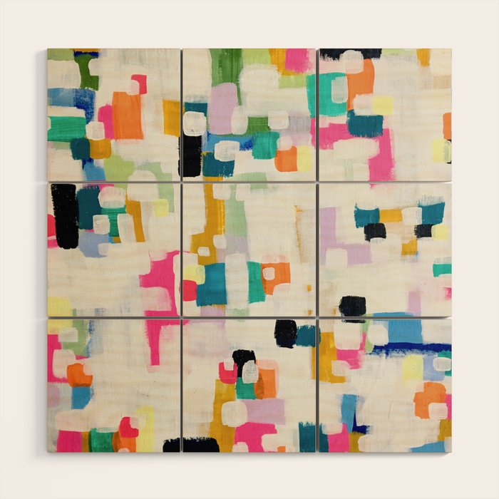 A Thousand Springs Blooming #3 Fun Colorful Abstract Painting by Ejaaz Haniff Wood Wall Art Gallery Image 1