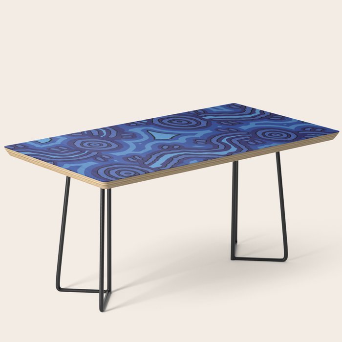Authentic Aboriginal Art - Blue Campsites Coffee Table Gallery Image 1