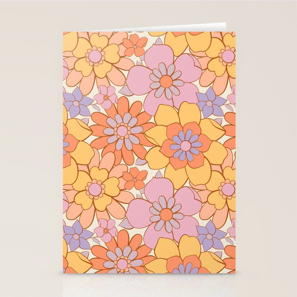Retro hand drawn flower art pattern Stationery Card Gallery Image 1