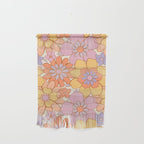 Retro hand drawn flower art pattern Wall Hanging Gallery Image 1