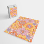 Retro hand drawn flower art pattern Jigsaw Puzzle Gallery Image 2
