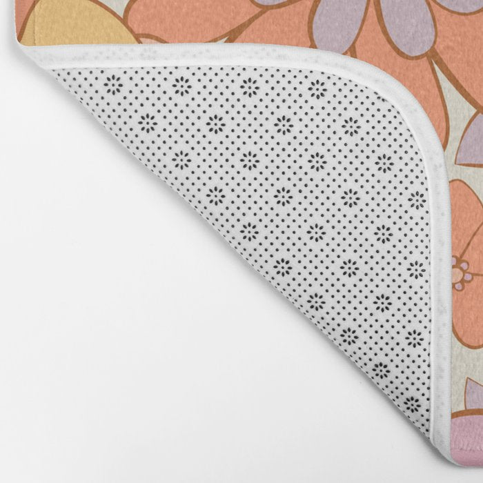Retro hand drawn flower art pattern Bath Mat Gallery Image 2