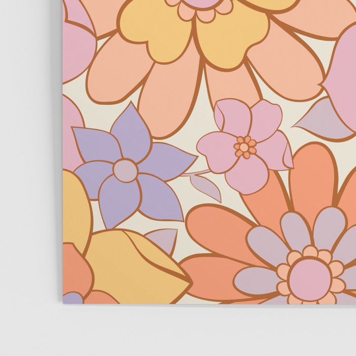 Retro hand drawn flower art pattern Poster Gallery Image 3