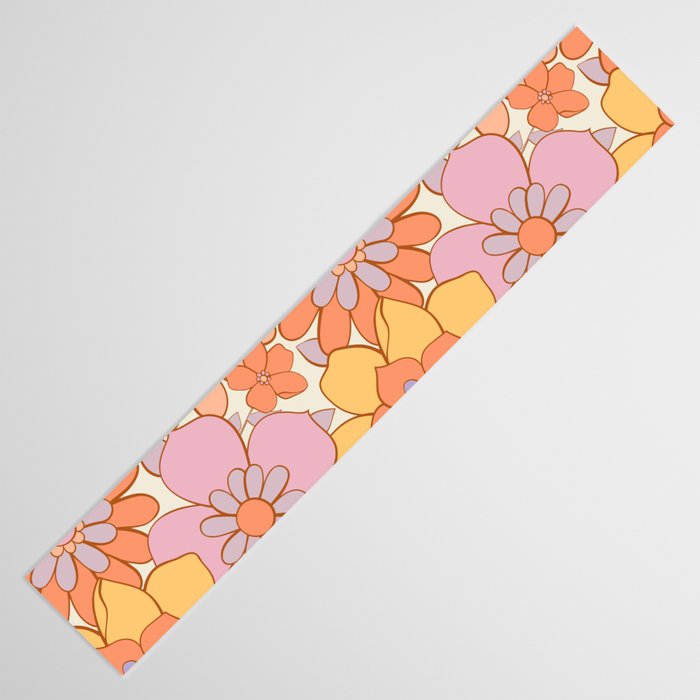 Retro hand drawn flower art pattern Table Runner Gallery Image 3