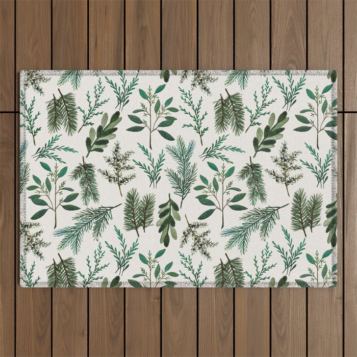 Winter Branch Pattern Outdoor Rug Gallery Image 1