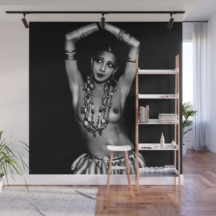 Jazz Age Josephine Baker in Folies Bergère Bananas Costume black and white photography Wall Mural Gallery Image 1