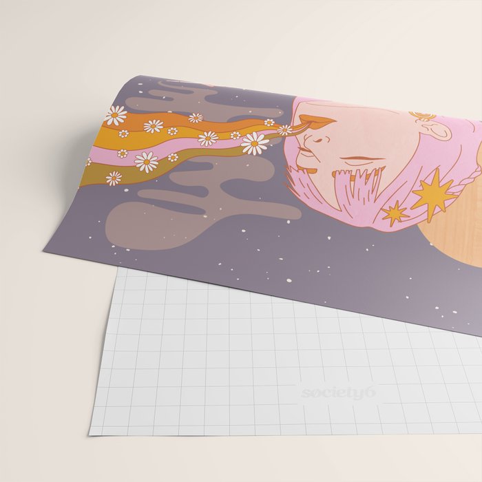 Woman Smoking Daisy Flowers Wrapping Paper Gallery Image 2