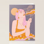 Woman Smoking Daisy Flowers Stationery Card Gallery Image 2