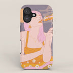 Woman Smoking Daisy Flowers iPhone Case Gallery Image 1
