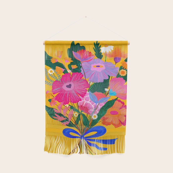 flower bouquet Pink Tangerine Wall Hanging Gallery Image 1