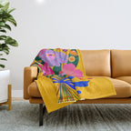 flower bouquet Pink Tangerine Throw Blanket Gallery Image 1