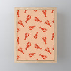 Classic Red Lobsters Pattern On Peach Mini Art Print Gallery Image 1