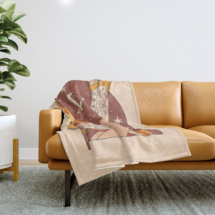 Neutral 70s Western Boots Throw Blanket Gallery Image 1