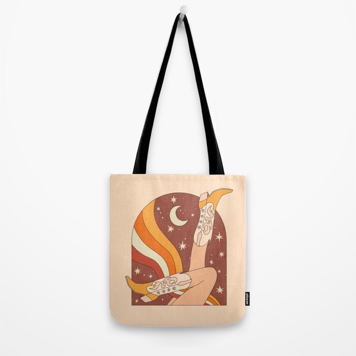 Neutral 70s Western Boots Tote Bag Gallery Image 2