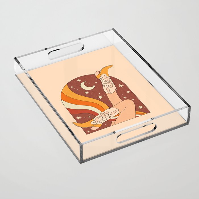 Neutral 70s Western Boots Acrylic Tray Gallery Image 1