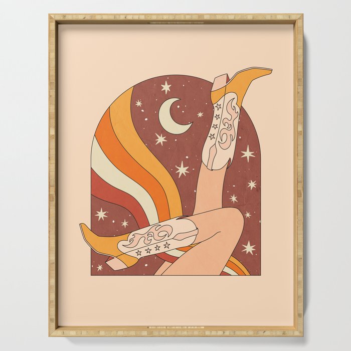 Neutral 70s Western Boots Serving Tray Gallery Image 1