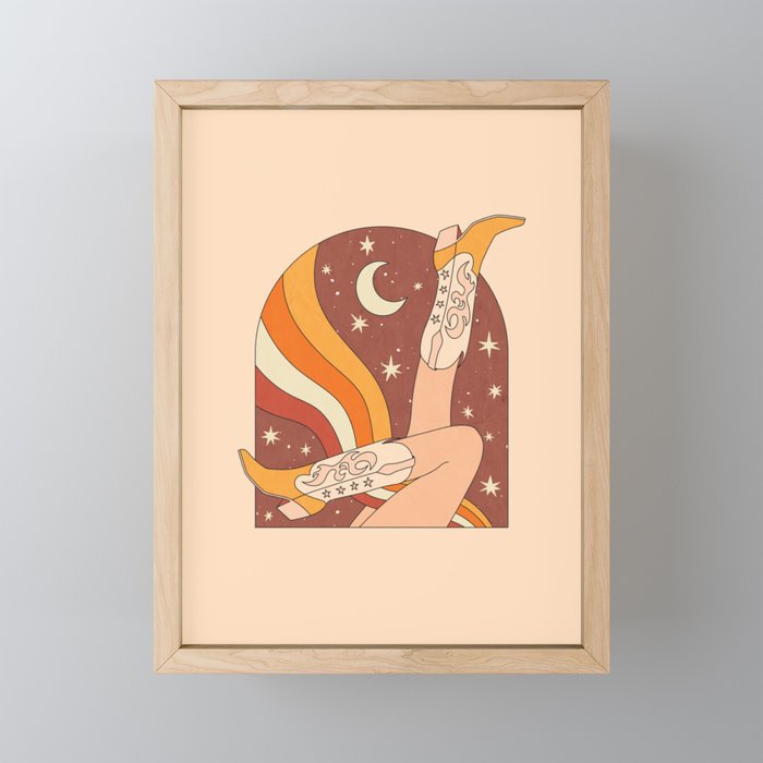 Neutral 70s Western Boots Mini Art Print Gallery Image 1