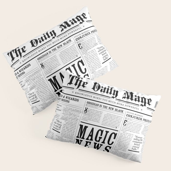 The Daily Mage Fantasy Newspaper Pillow Sham Gallery Image 1