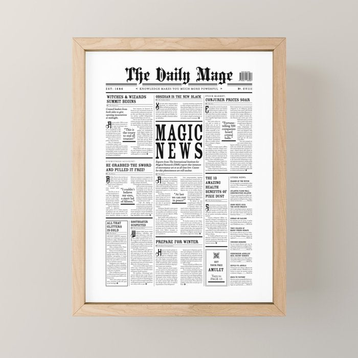 The Daily Mage Fantasy Newspaper Mini Art Print Gallery Image 1