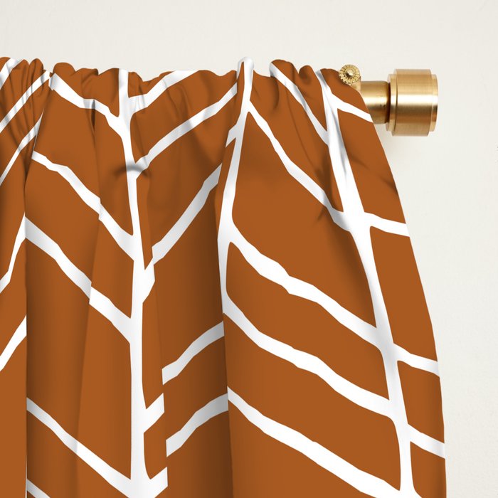 Rustic Herringbone in Clay Terracotta Window Curtain Gallery Image 2