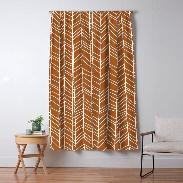 Rustic Herringbone in Clay Terracotta Window Curtain Gallery Image 5