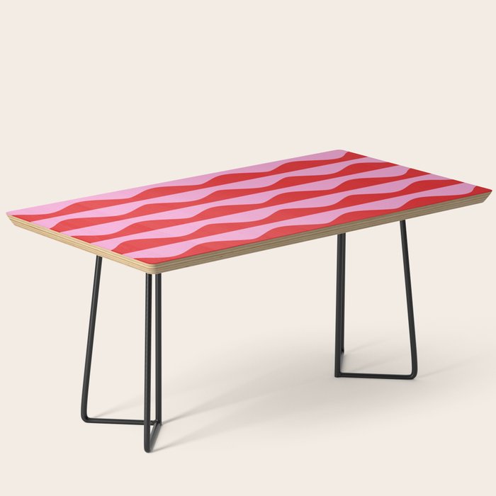 Retro Wavy Lines Pattern in Red & Pink Coffee Table Gallery Image 1