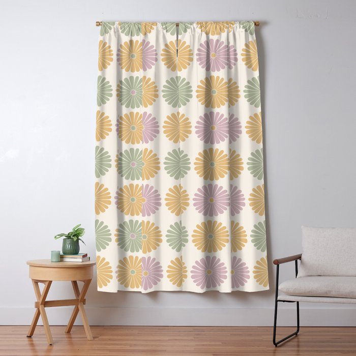 Retro Summer Daisies III Window Curtain Gallery Image 1