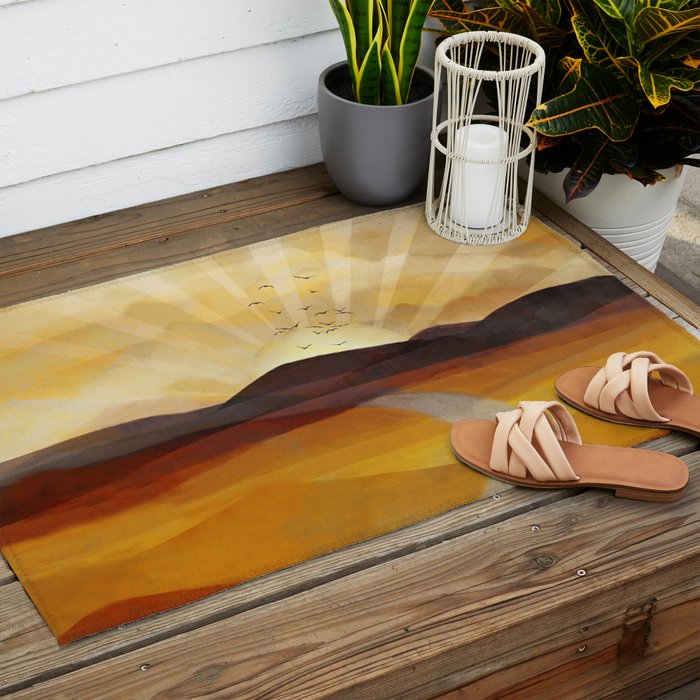 Desert in the Golden Sun Glow II Outdoor Rug Gallery Image 2