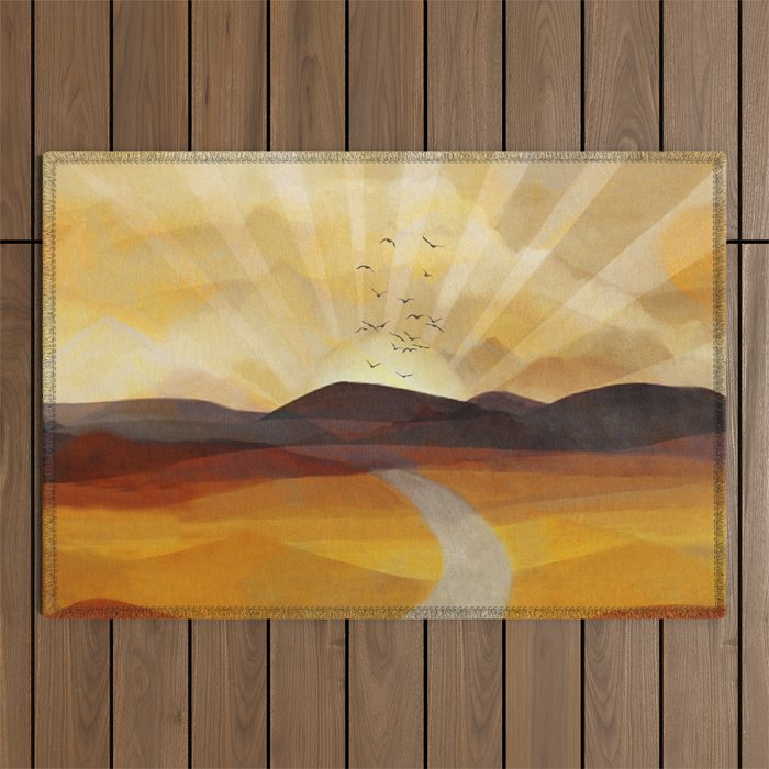 Desert in the Golden Sun Glow II Outdoor Rug Gallery Image 1