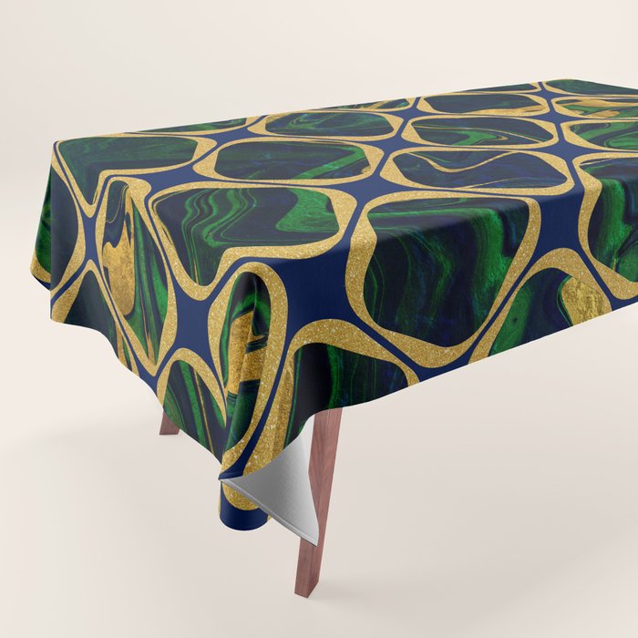 Rhapsody in Blue and Green and Gold Tablecloth Gallery Image 1