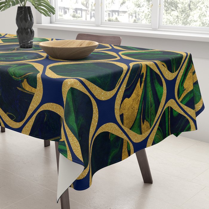 Rhapsody in Blue and Green and Gold Tablecloth Gallery Image 3