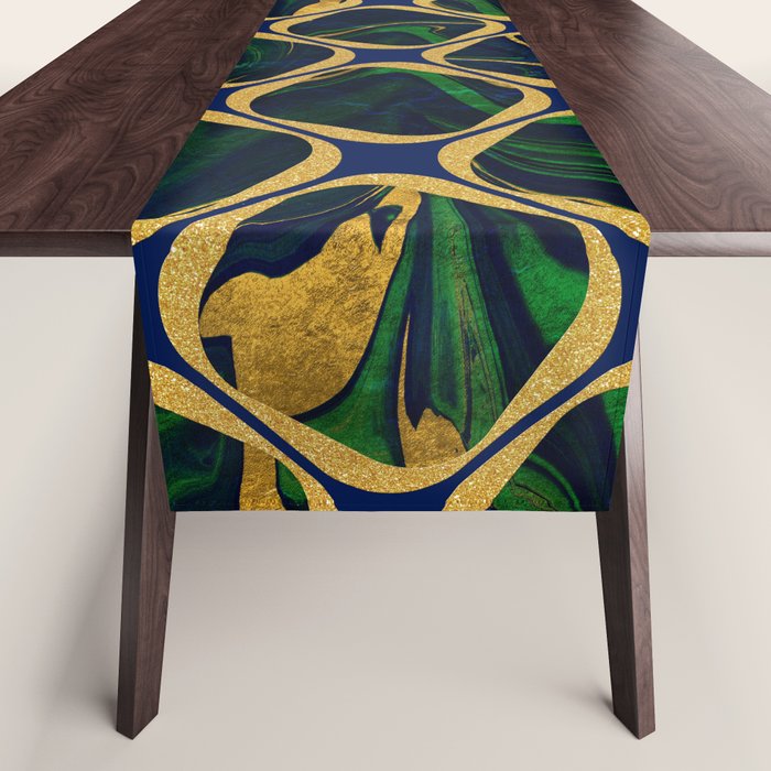 Rhapsody in Blue and Green and Gold Table Runner Gallery Image 1