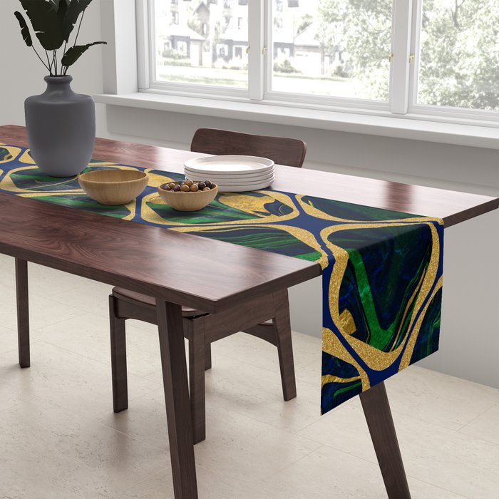 Rhapsody in Blue and Green and Gold Table Runner Gallery Image 2