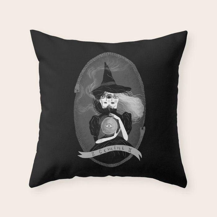 Gemini Witchy Zodiac Throw Pillow Gallery Image 1