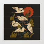 Five Heron Flock Wood Wall Art Gallery Image 1