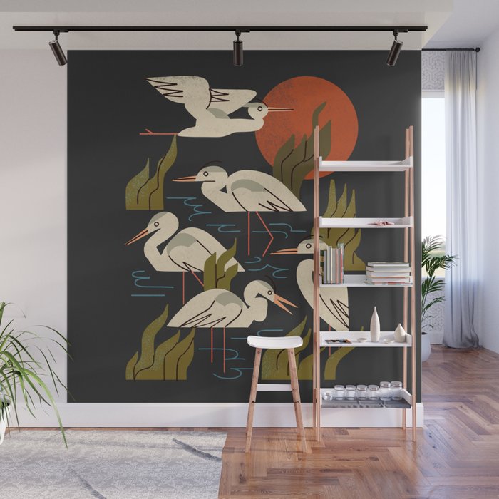 Five Heron Flock Wall Mural Gallery Image 1