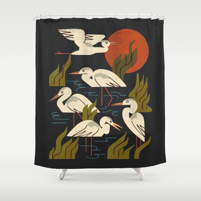 Five Heron Flock Shower Curtain Gallery Image 1